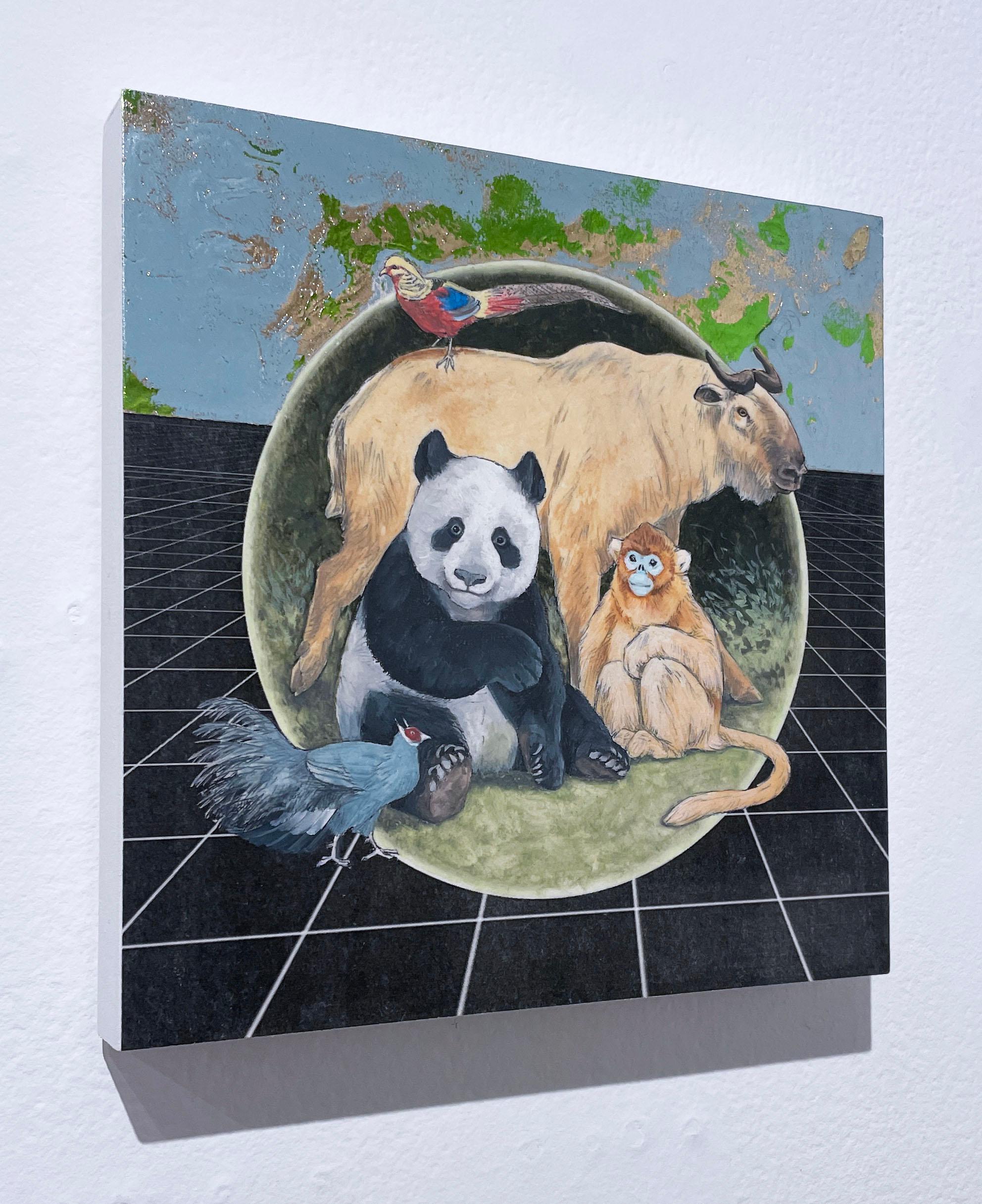 Sichuan Forest (2019), Ölgemälde, Ökosystem, Tiere, Panda, Affe, Fauna (Zeitgenössisch), Painting, von Alexis Kandra