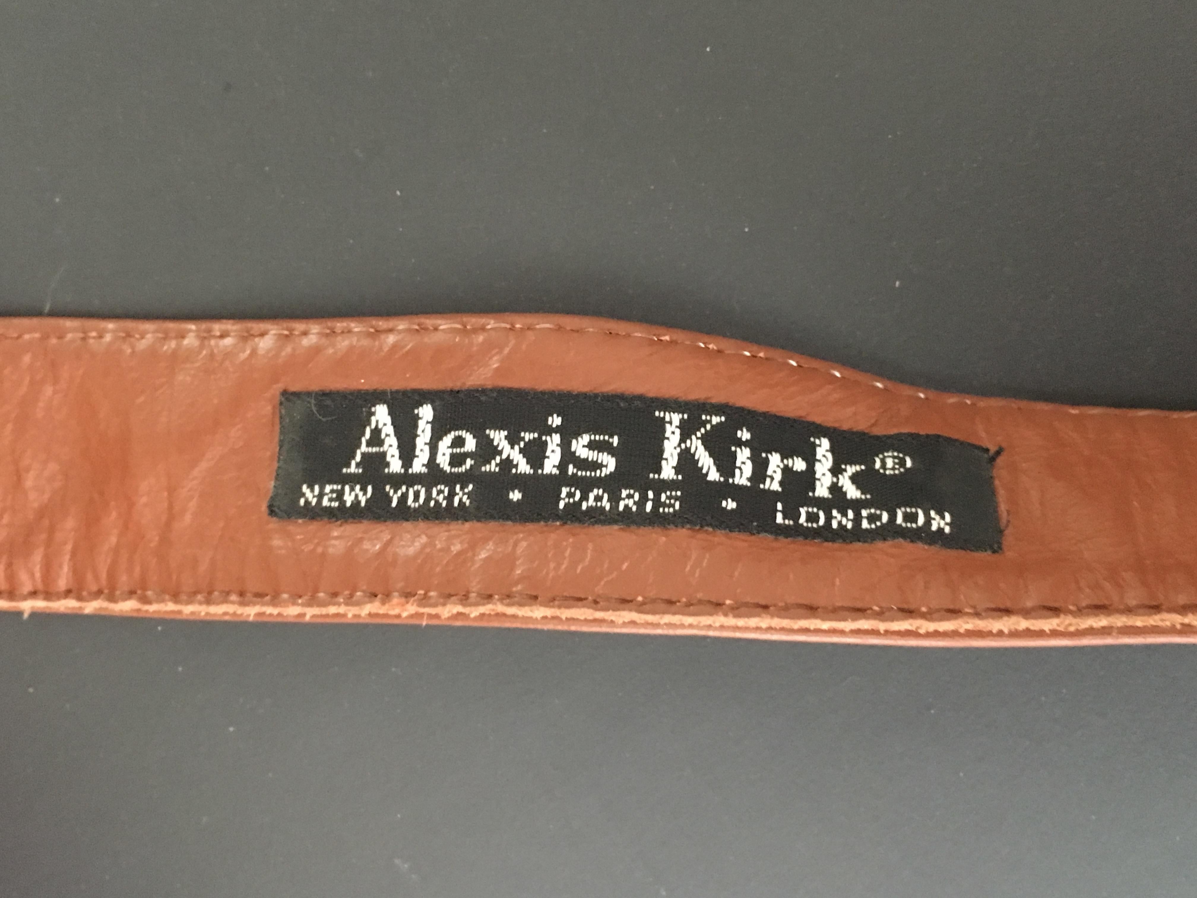 Alexis Kirk 1980s Brass Buckle with Tan Leather Strap. For Sale 1