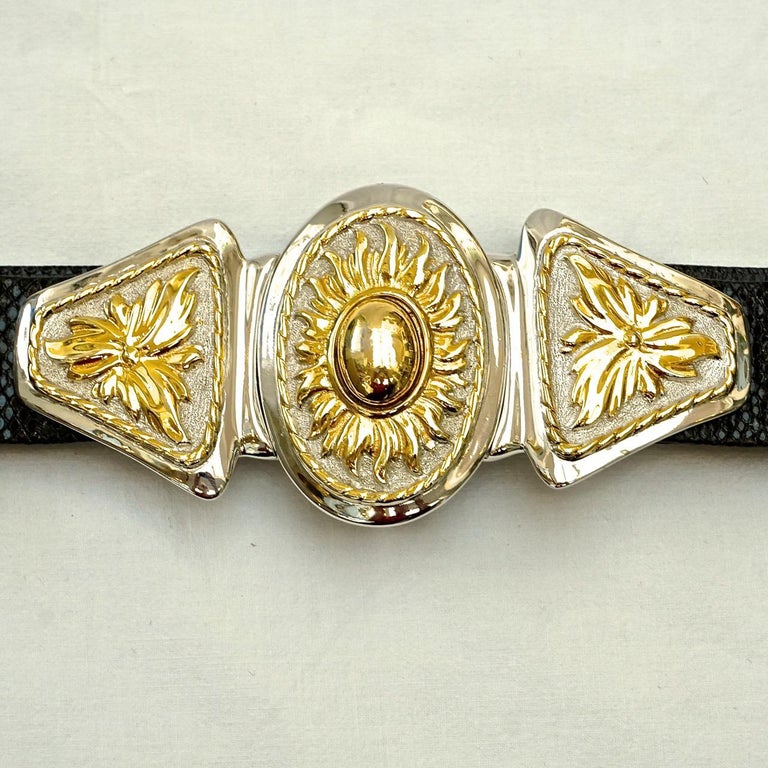 Alexis Kirk Belt Vintage Silver and Gold Oversized Buckle Snakeskin Strap il_fullxfull.6531917460_3wgo.jpg main image 4