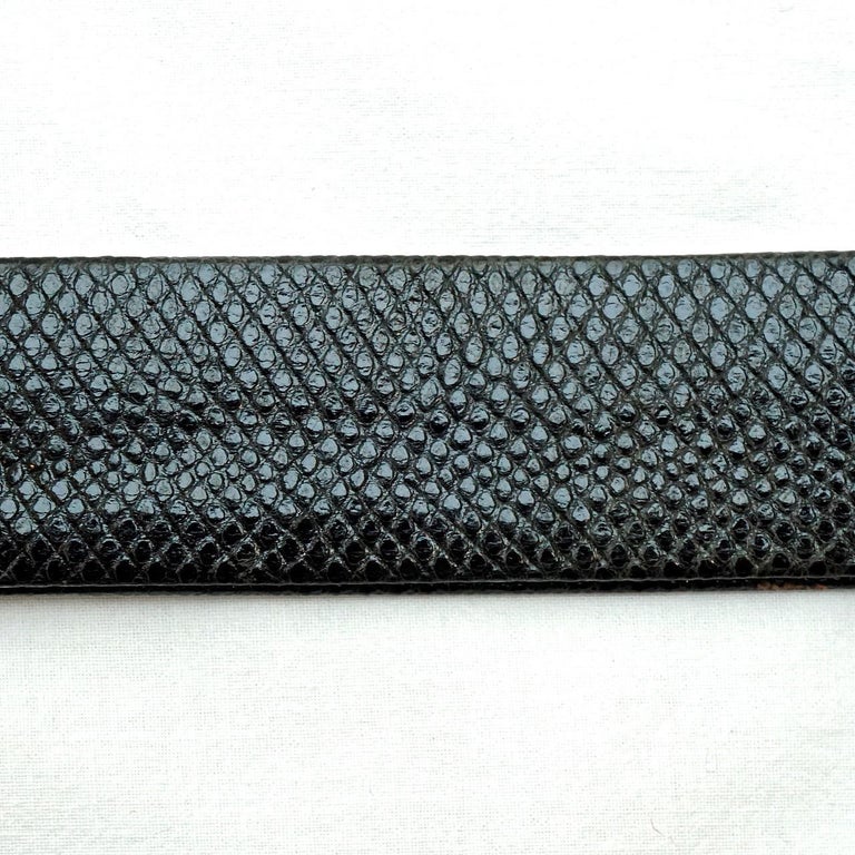 Alexis Kirk Black Leather Snakeskin Belt with Gold Plated  display picture 3