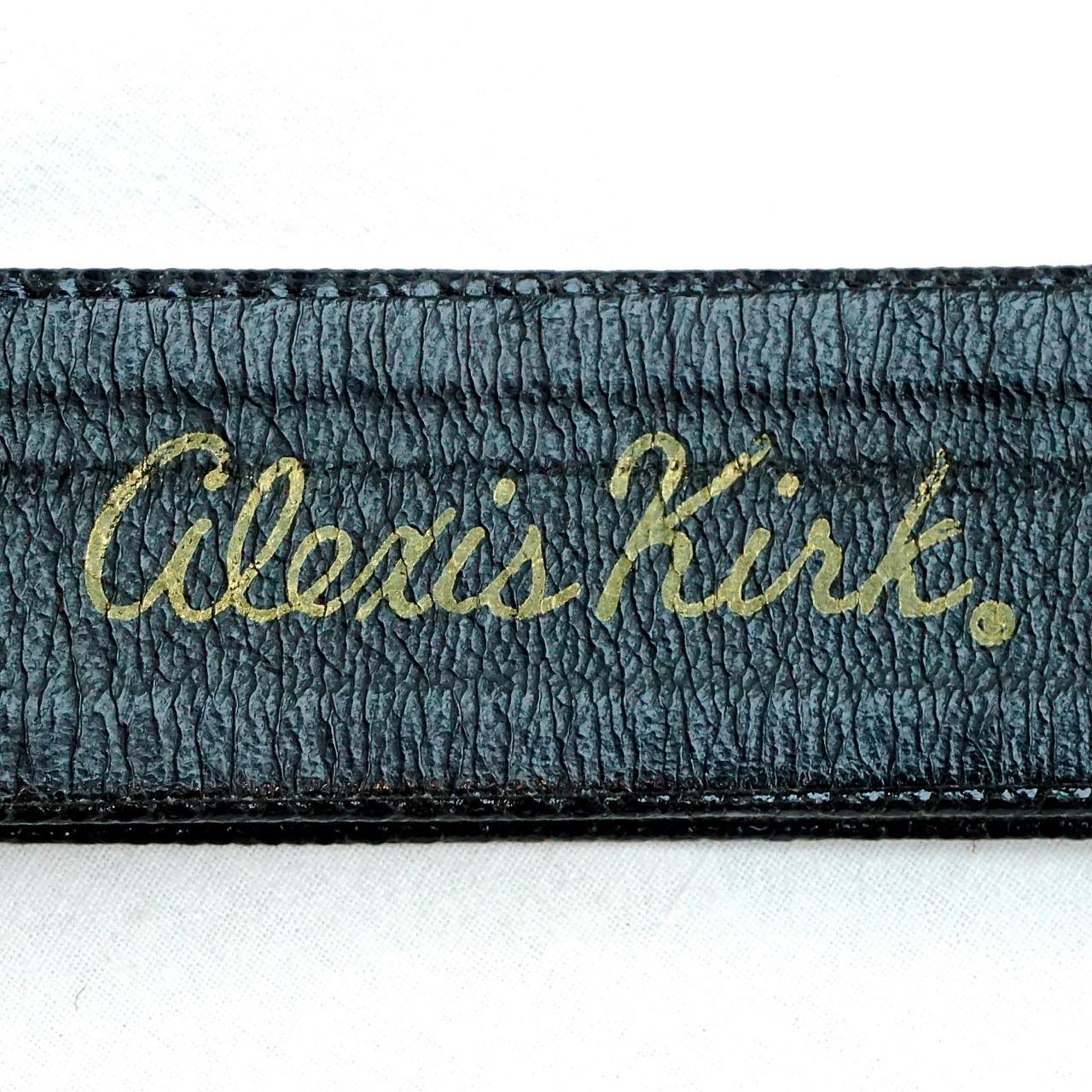 Alexis Kirk Schwarzer Ledergürtel aus Schlangenhaut mit vergoldeter und versilberter Schnalle im Angebot 3