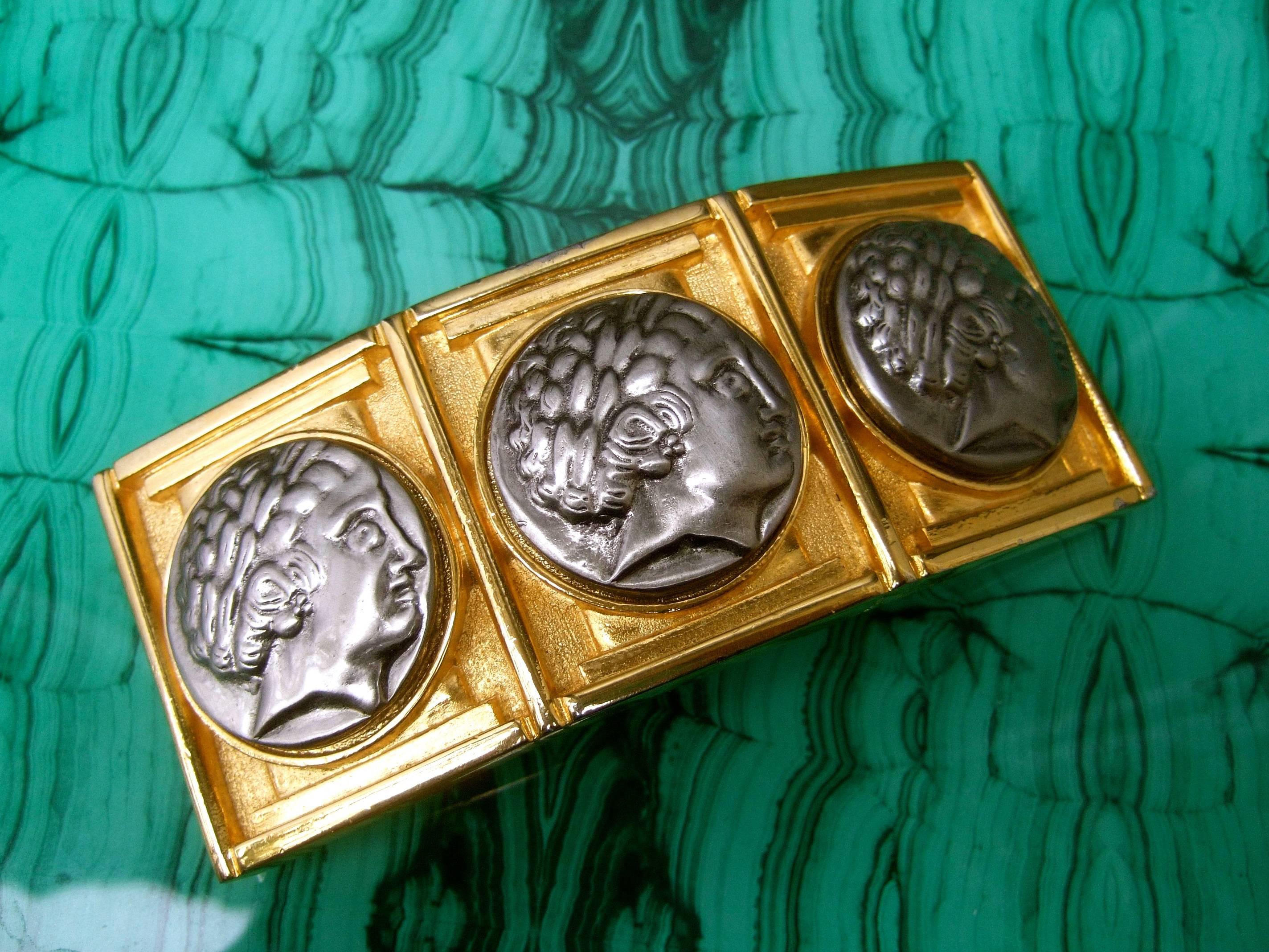 Alexis Kirk Massive Gilt Metal Roman Medallion Belt Buckle circa 1980s For Sale 5