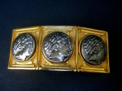Alexis Kirk Massive Gilt Metal Roman Medallion Belt Buckle circa 1980s
