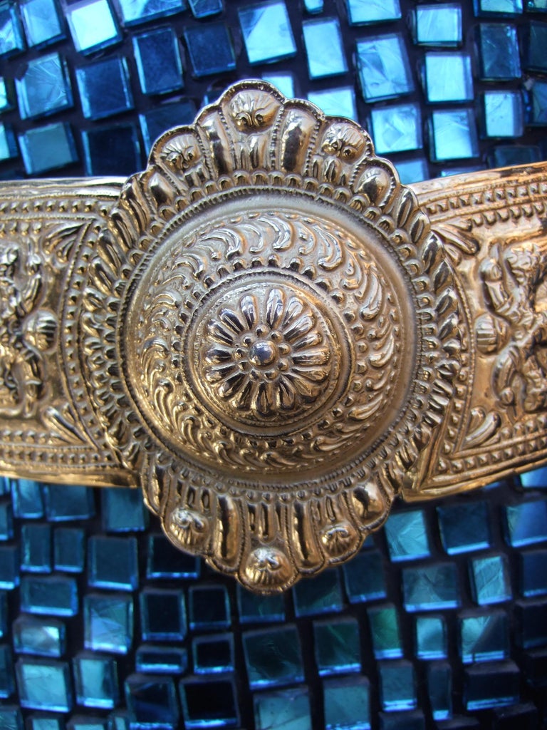 Alexis Kirk Massive Ornate Etruscan Style Embossed White Leather Belt c 1980s For Sale 1