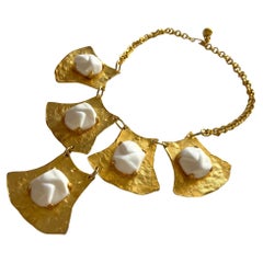 Alexis Kirk Plated Metal and Resin Stone Egyptian Revival Linked Necklace