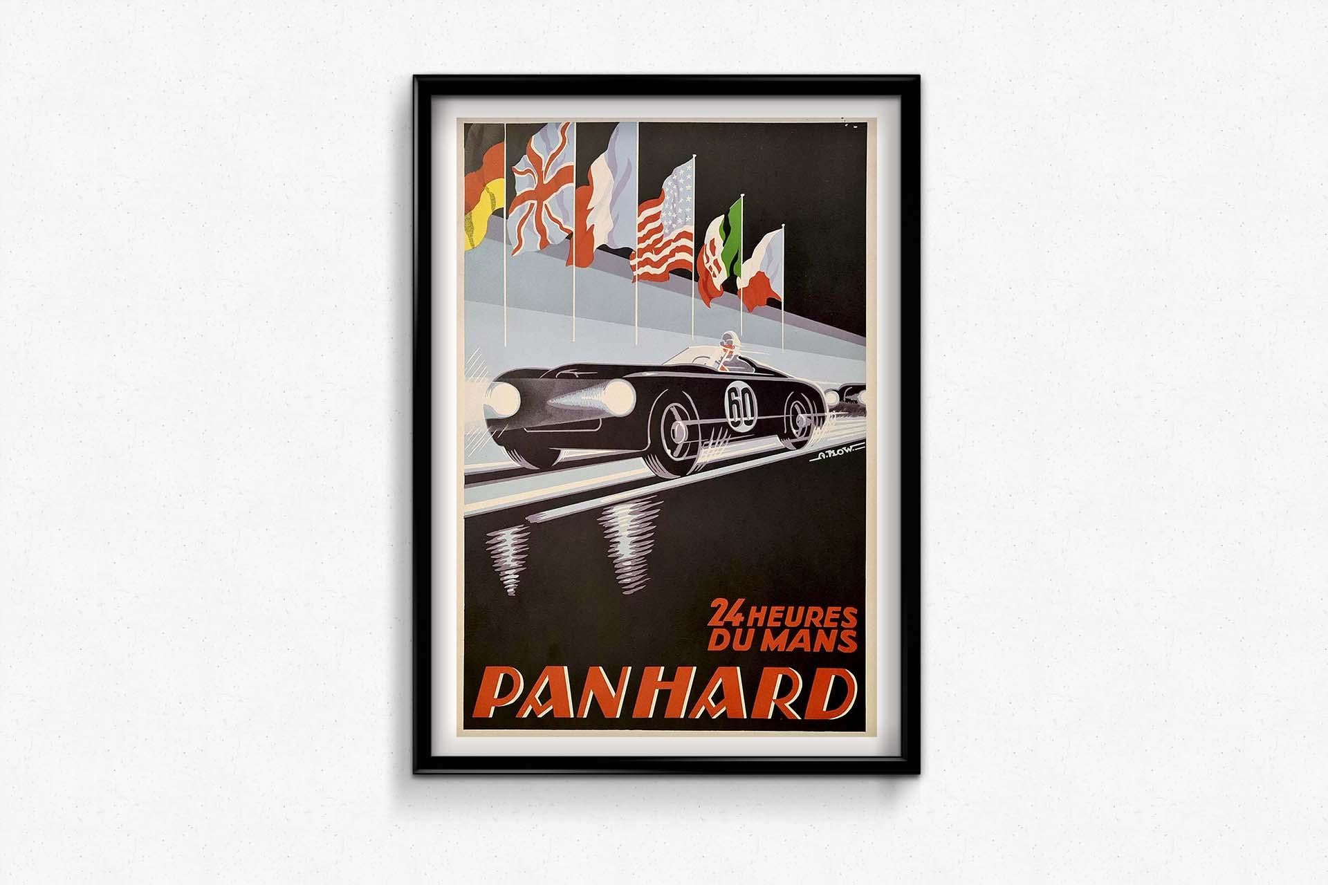 1959 Original poster of Alexis Kow for the 24h of Le Mans - Panhard For Sale 2