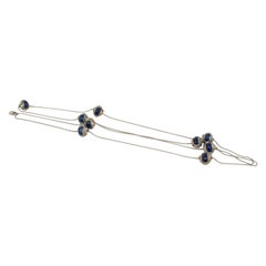Alexis Lahellec Collana lunga in metallo argentato con decorazioni in ceramica blu