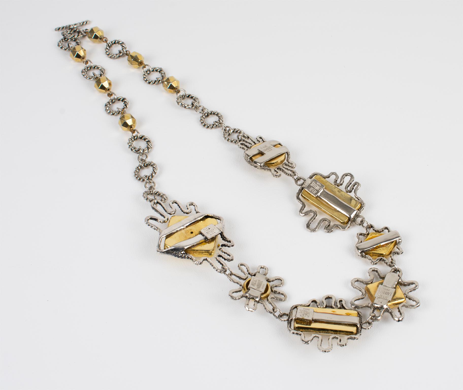 Alexis Lahellec Paris Bi-Color Metal Necklace In Good Condition For Sale In Atlanta, GA