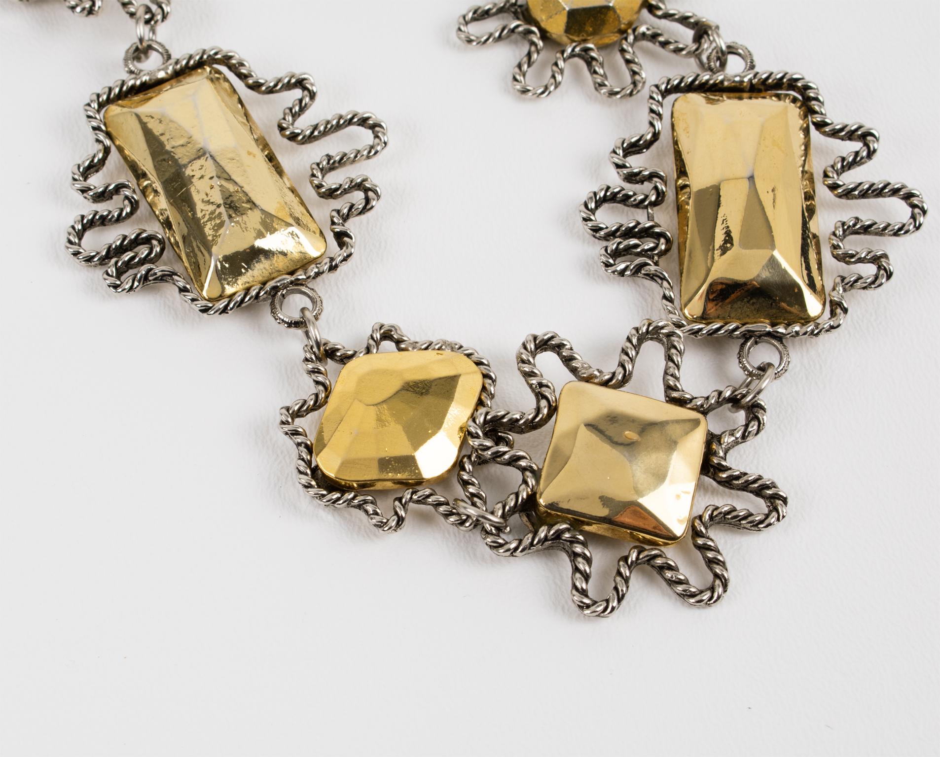 Alexis Lahellec Paris Bi-Color Metal Necklace For Sale 2