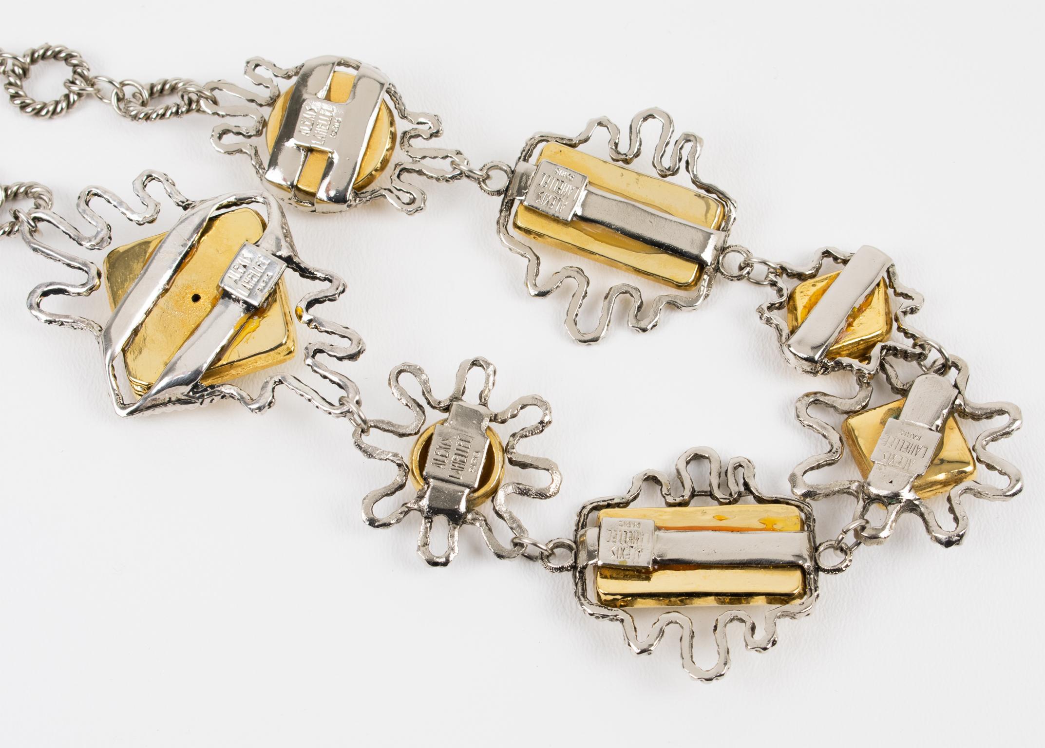 Alexis Lahellec Paris Bi-Color Metal Necklace For Sale 3