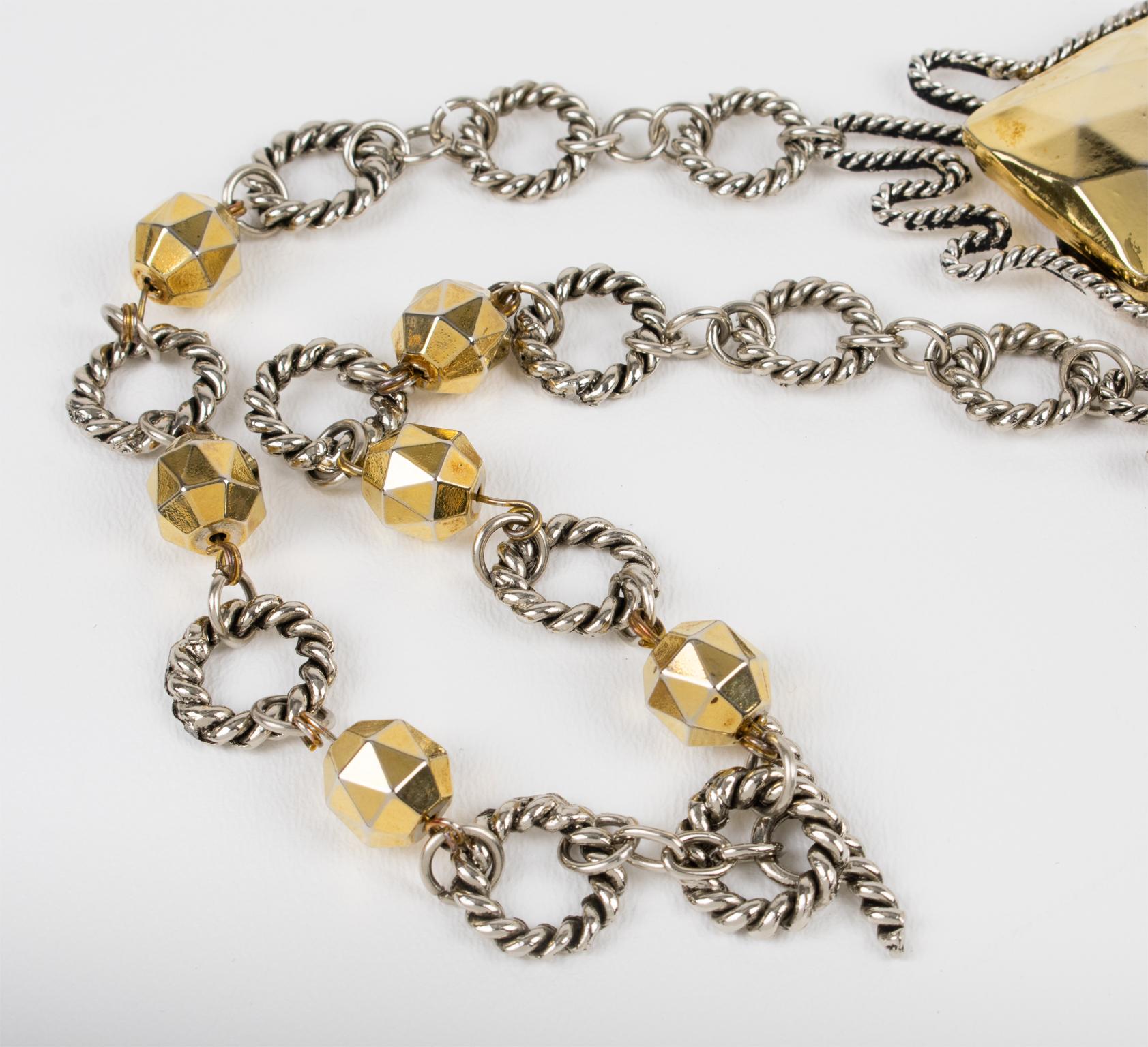 Alexis Lahellec Paris Bi-Color Metal Necklace For Sale 4