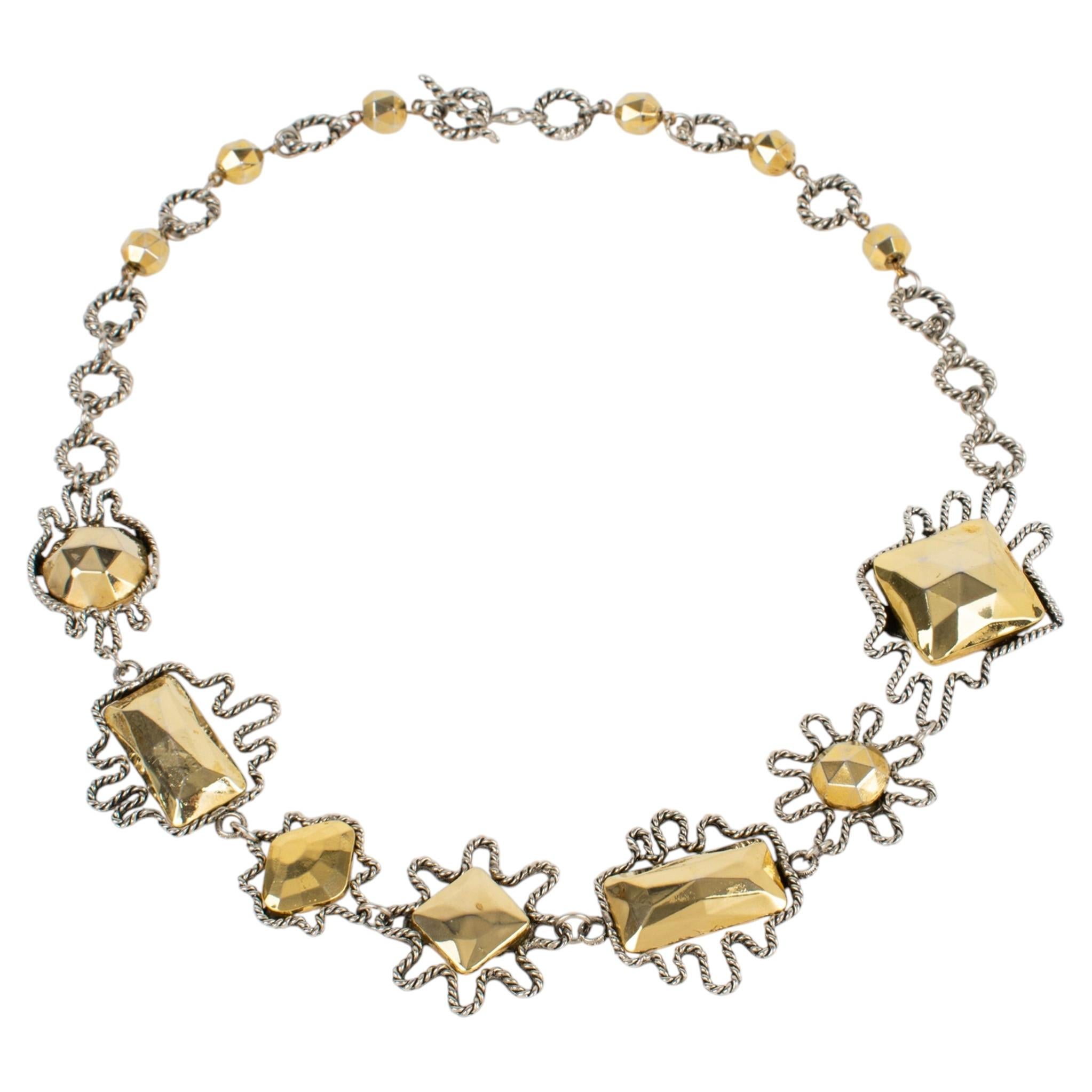 Alexis Lahellec Paris Bi-Color Silver Plate Metal Charm Necklace