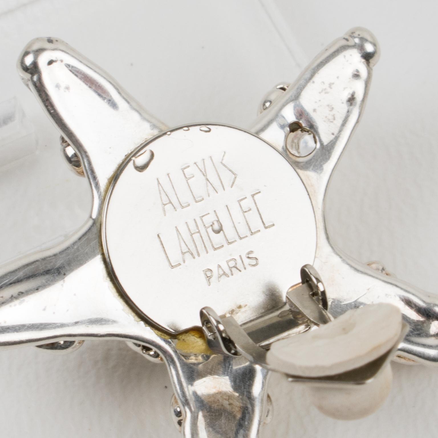 Women's or Men's  Alexis Lahellec Paris Clip Earrings Silvered Resin Starfish For Sale