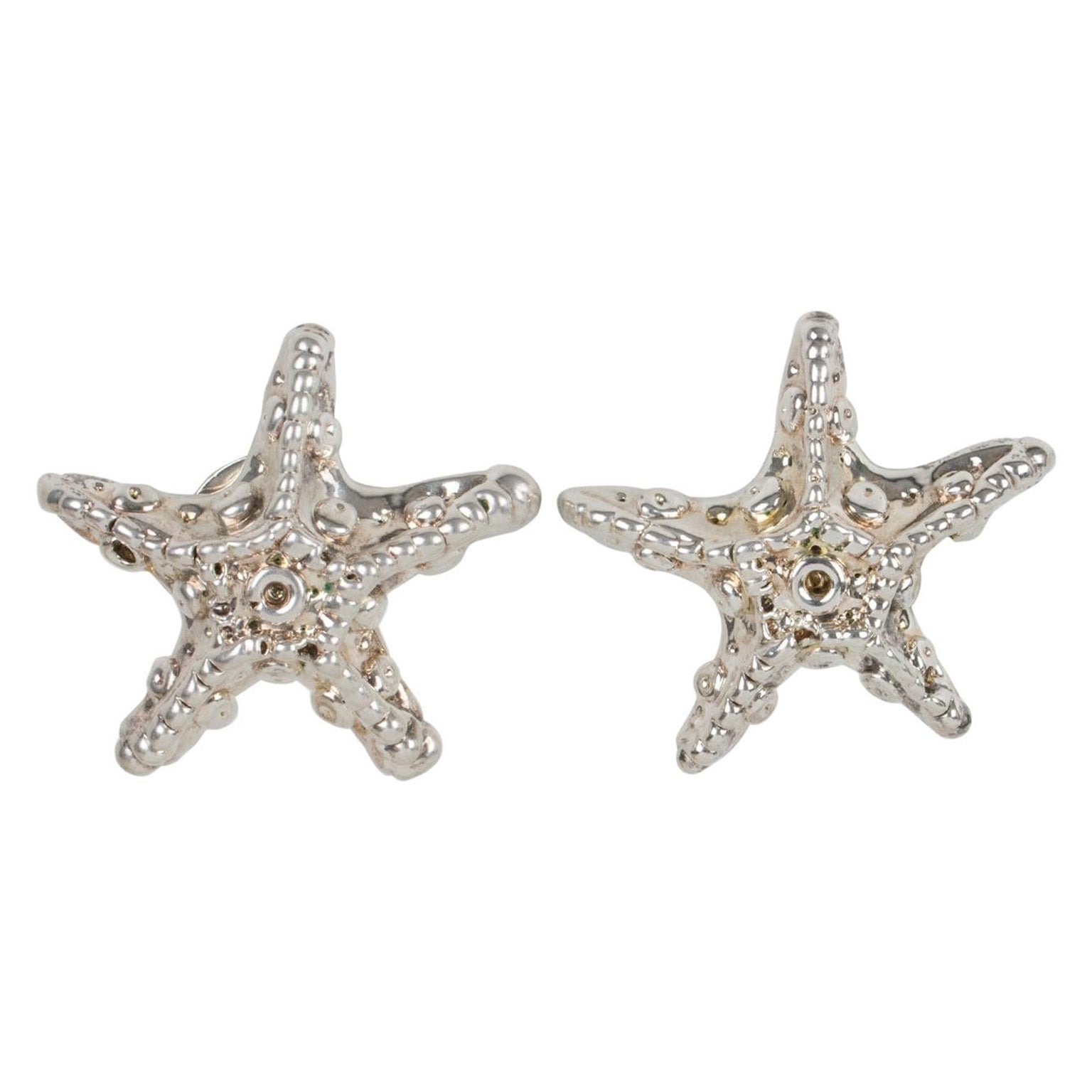  Alexis Lahellec Paris Clip Earrings Silvered Resin Starfish