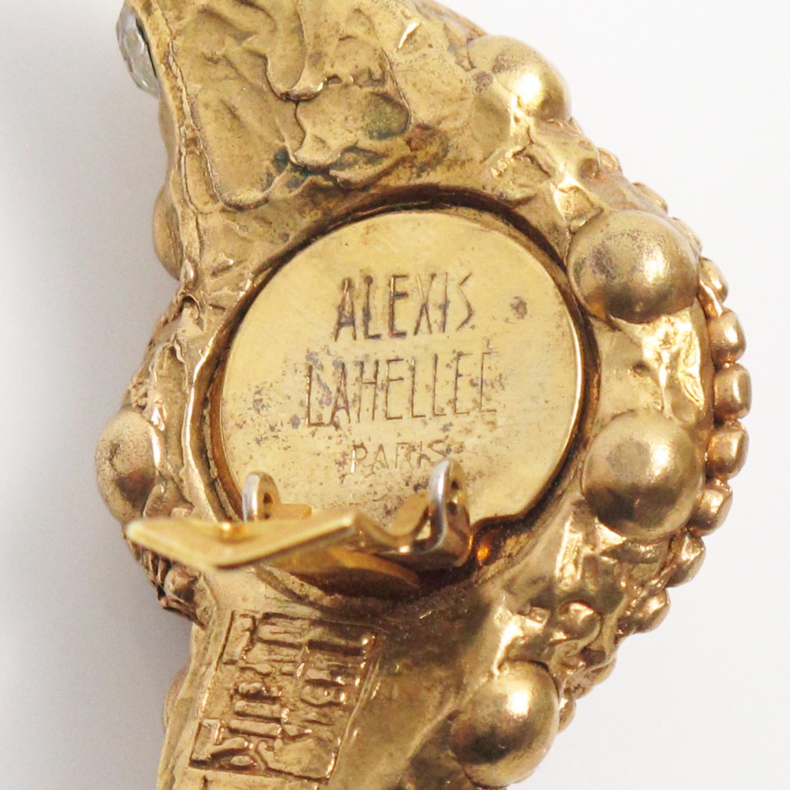  Alexis Lahellec Paris Ohrclips aus vergoldetem Harz, Halbmond mit Perle 1