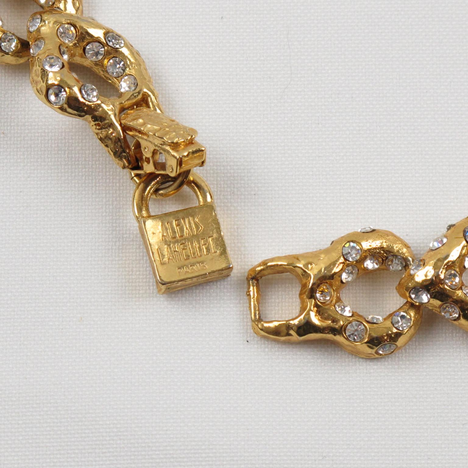 Alexis Lahellec Paris Gilt Metal Jeweled Choker Necklace In Good Condition In Atlanta, GA