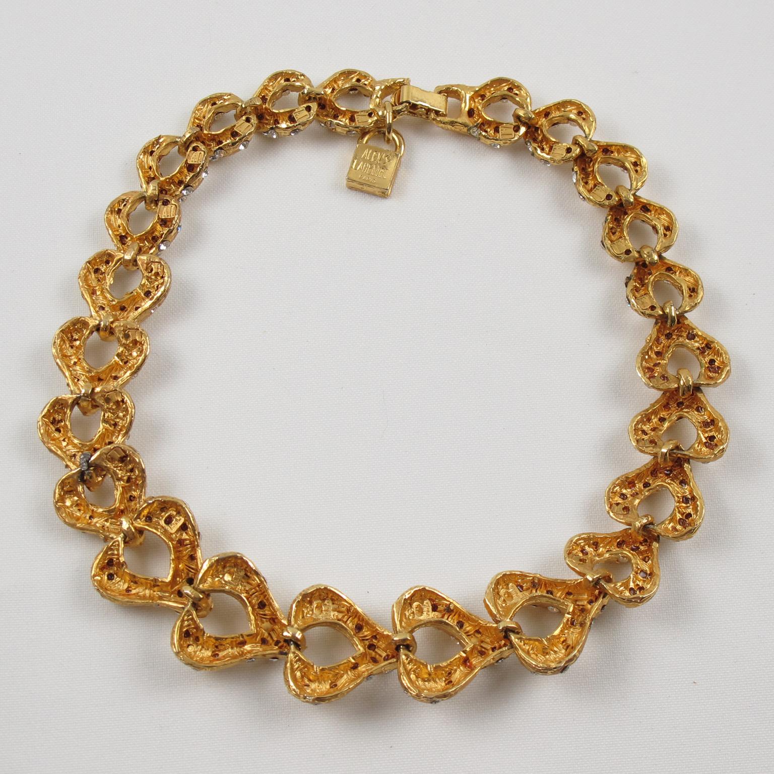 Women's or Men's Alexis Lahellec Paris Gilt Metal Jeweled Choker Necklace