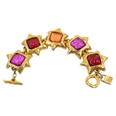 Alexis Lahellec Paris Massive Link Bracelet Red Pink Resin Cabochons