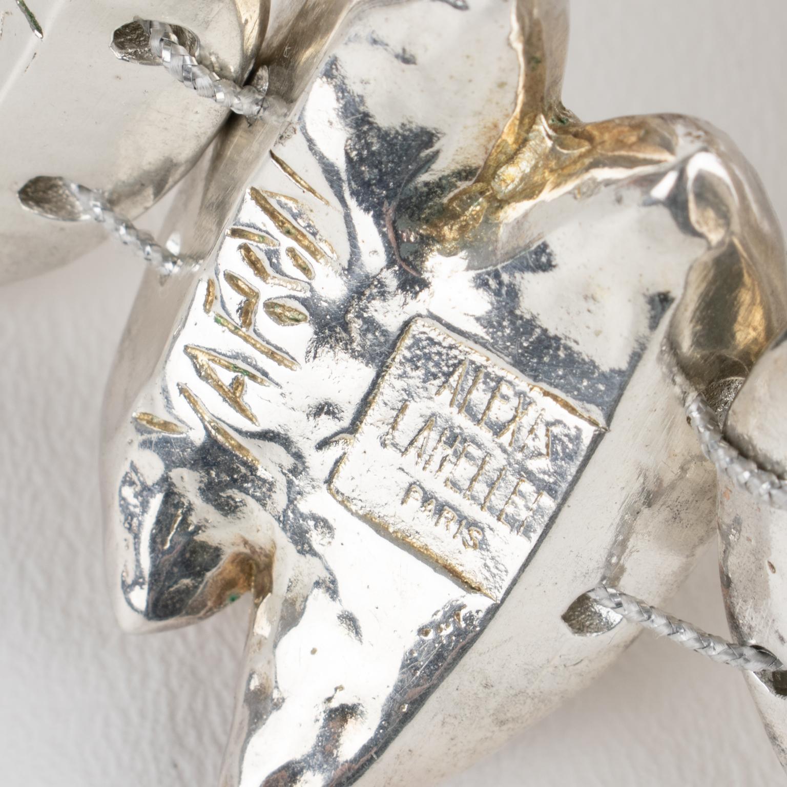 Alexis Lahellec Paris Bracelet brutaliste à maillons extensibles en résine plaquée argent en vente 2