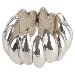 Brutalistisches Gliederstreifenarmband aus versilbertem Harz von Alexis Lahellec Paris