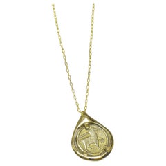 Alexis Laurel Capricorn Zodiac Coin Tear Necklace Solid 14k Gold and Birthstone