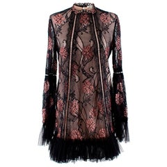 Alexis Lia Lace Mini Dress in Black Rose - Size US 6 at 1stDibs