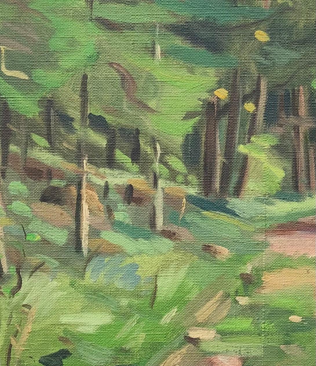 Gestrüpppfad (Grau), Landscape Painting, von Alexis Louis Roche