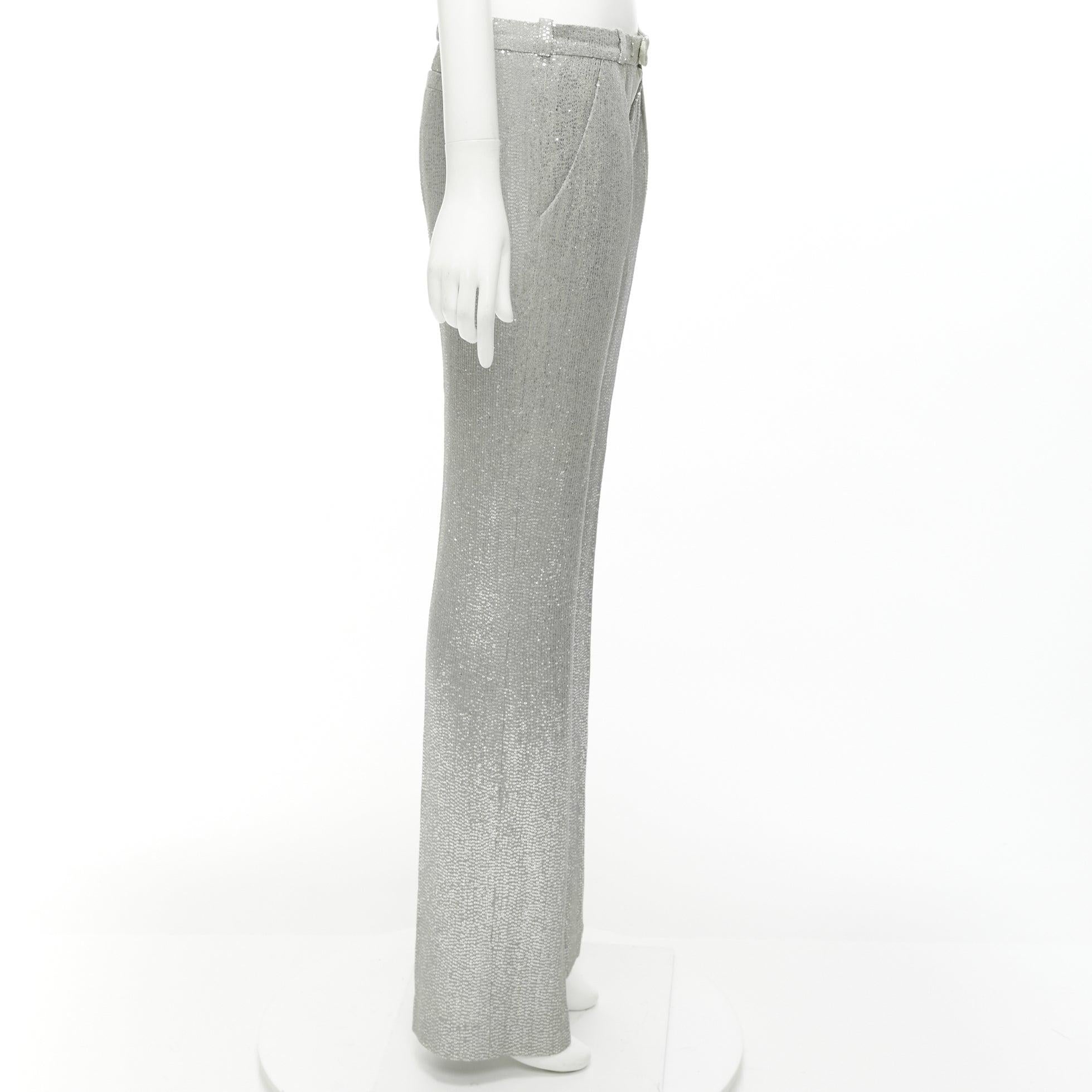 ALEXIS MABILLE pantaloni a gamba dritta in paillettes argento 100% seta FR36 S In condizioni ottime in vendita a Hong Kong, NT