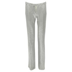 ALEXIS MABILLE 100% soie pailletée argent pantalon droit FR36 S