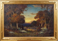 Evening Glow Antique American Impressionist California Landscape Oil Painting