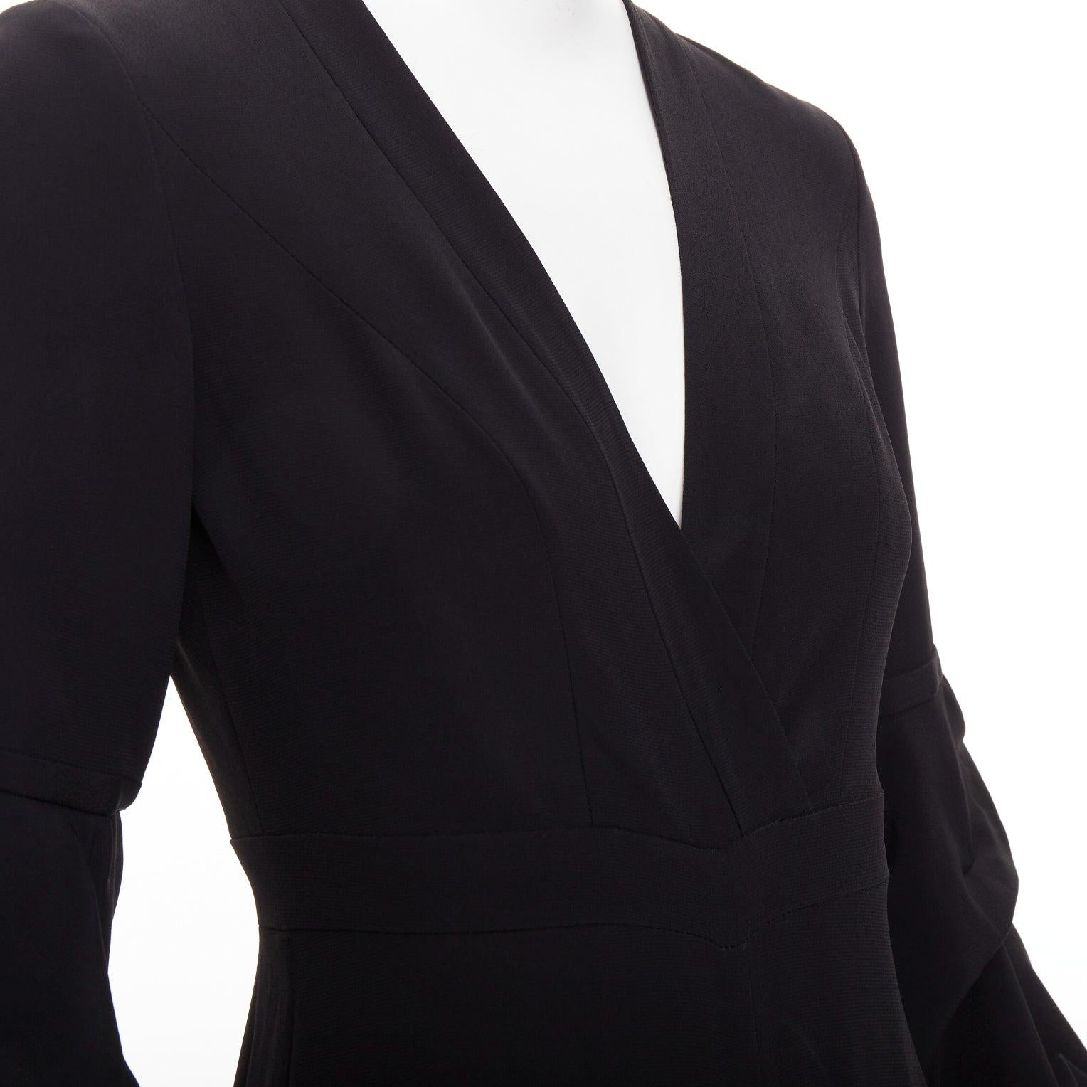 ALEXIS Maximila ruched sleeves skinny leg crepe black tapered jumpsuit XS For Sale 2