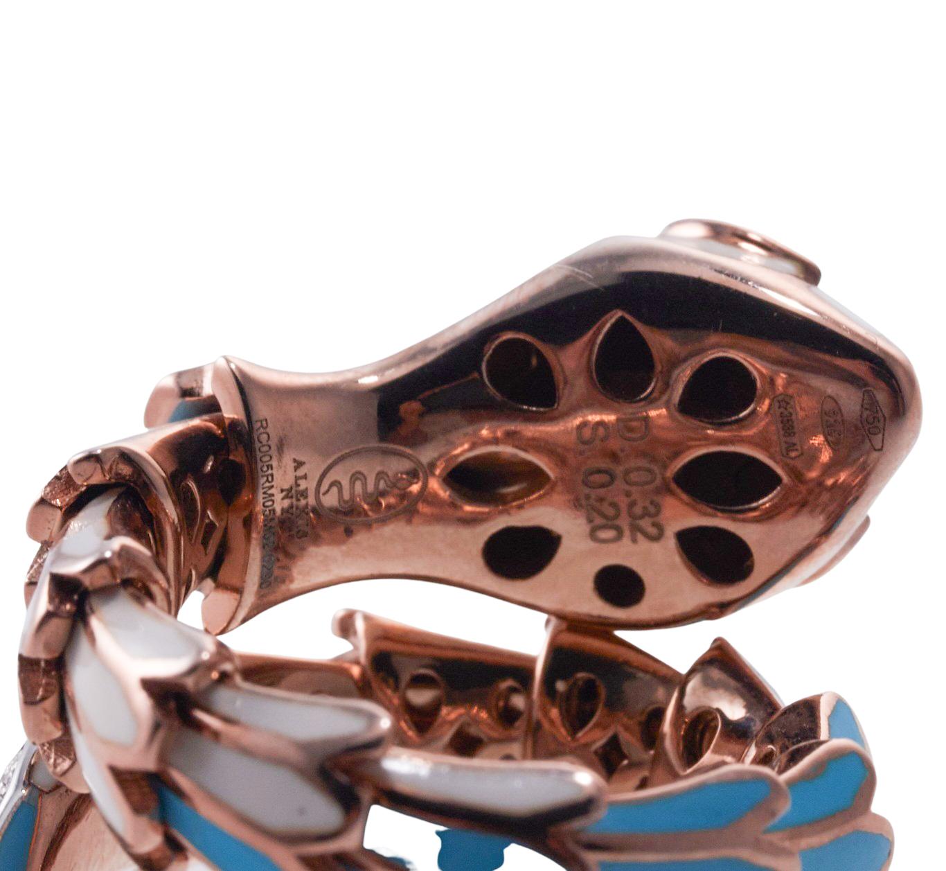 Marquise Cut Alexis N. Y. Rose Gold Silver Enamel Gold Sapphire Snake Wrap Ring For Sale