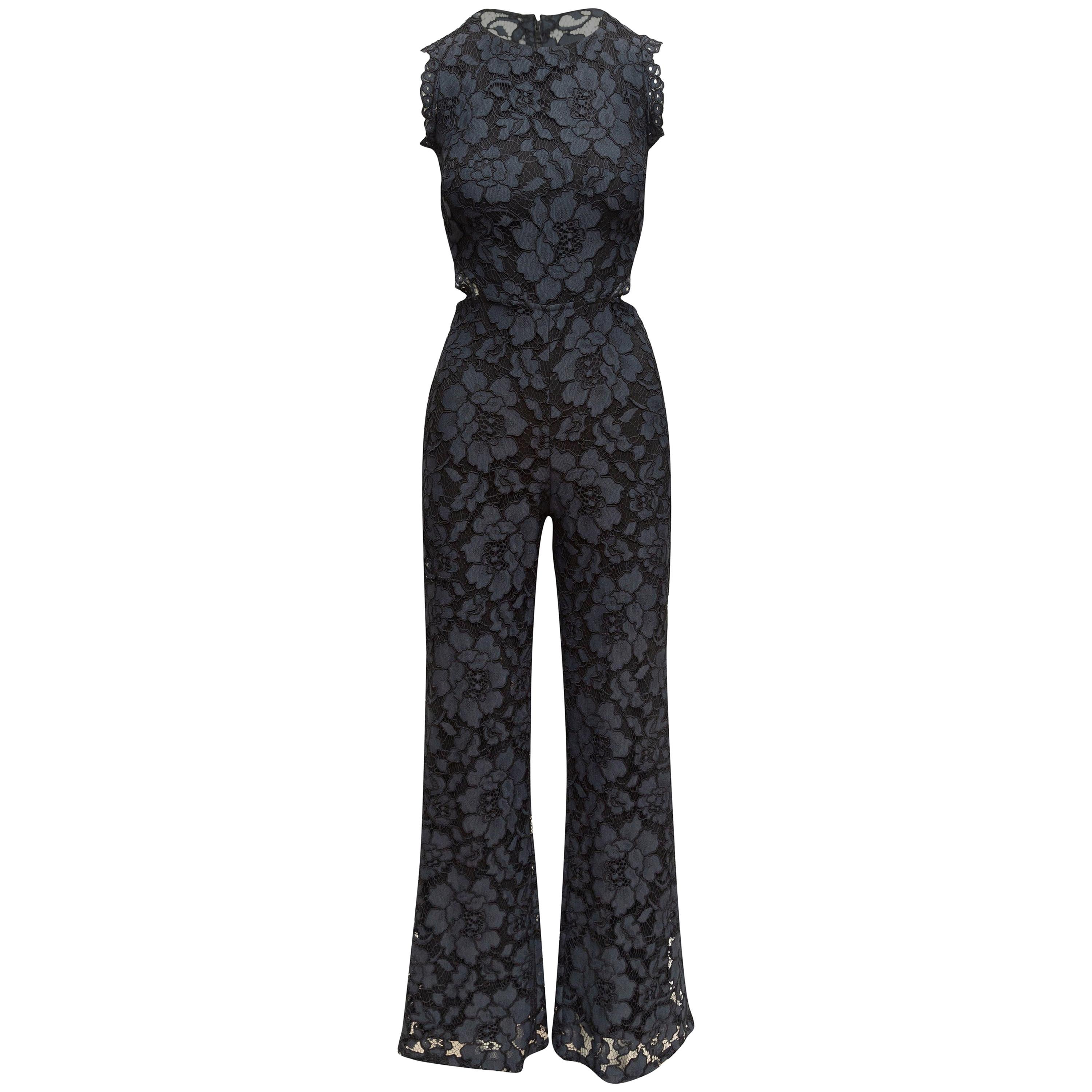 Alexis Navy & Black Lace Sleeveless Jumpsuit