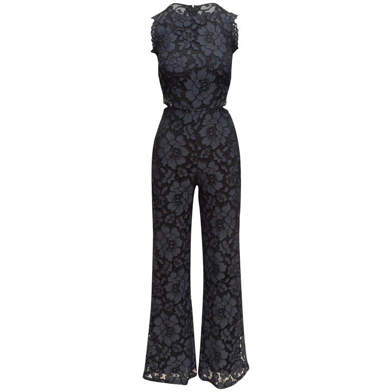 Alexis Navy and Black Lace Sleeveless Jumpsuit For Sale at 1stDibs