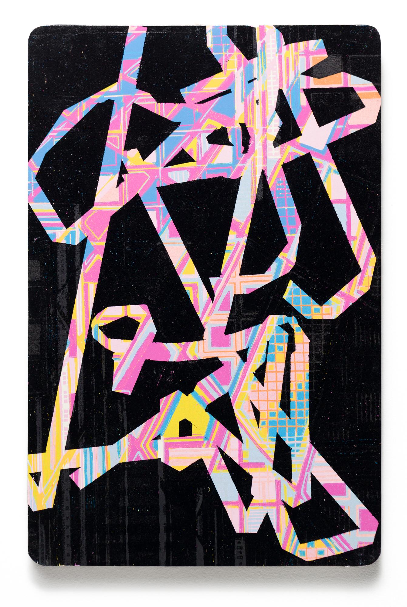 Abstract Print di Alexis Nutini - "T.E. Scarabocchio" Motivi astratti, astrazione geometrica, xilografia, monostampa