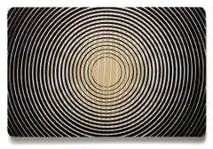„Follow Me“, Abstrakte Muster, Geometrische Abstraktion, Holzschnitt-Monogramm auf Tafel