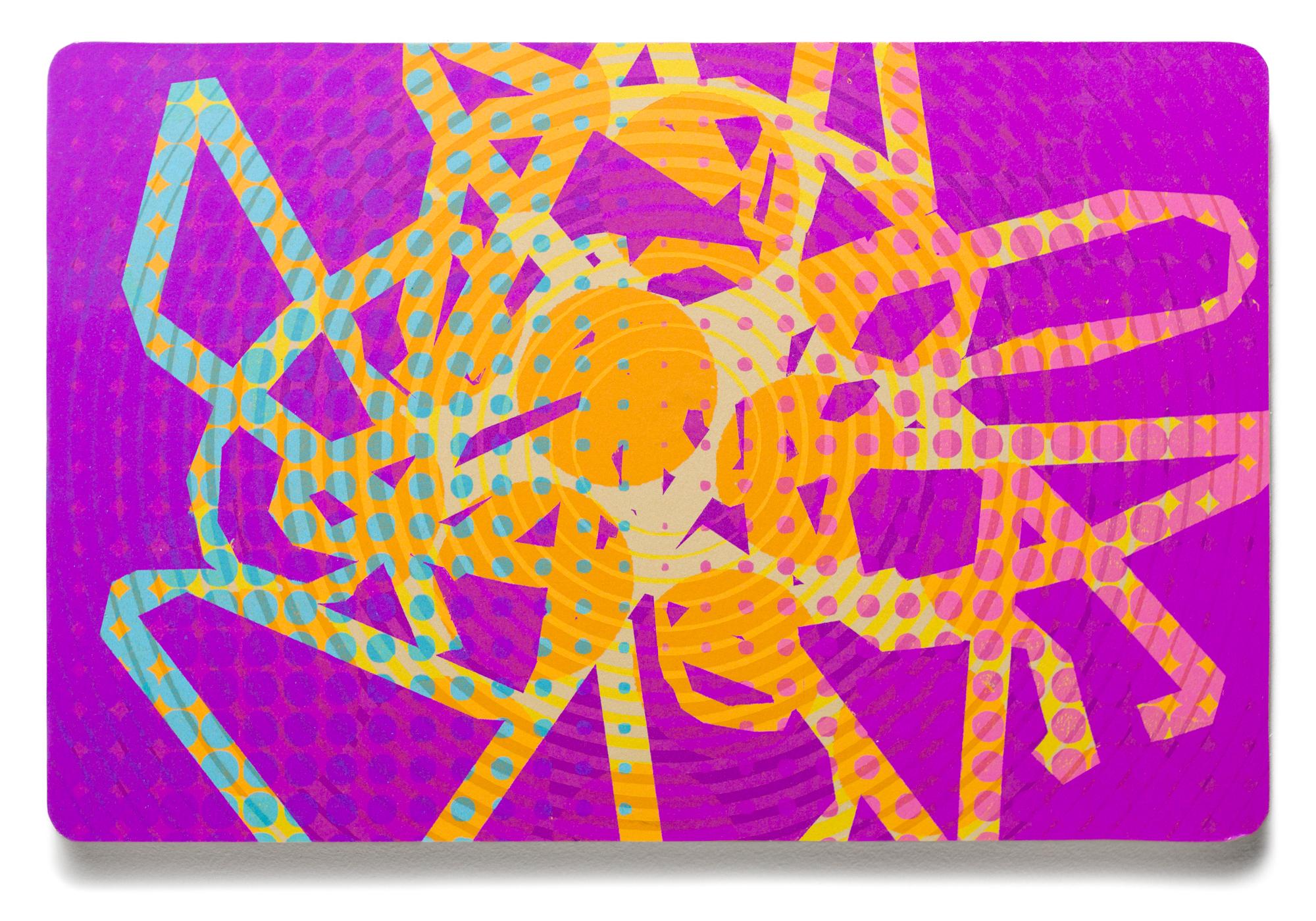 Abstrakte Muster „High and Low III“, geometrische Abstraktion, Holzschnitt-Monogramm – Mixed Media Art von Alexis Nutini