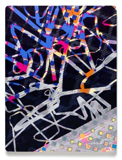 „J.P.'s Trip“, Abstrakte Muster, Geometrische Abstraktion, Holzschnitt-Monogrammdruck 
