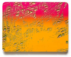 „Laptop“, Abstrakte Muster, Geometrische Abstraktion, Gemälde mit Holzschnitt