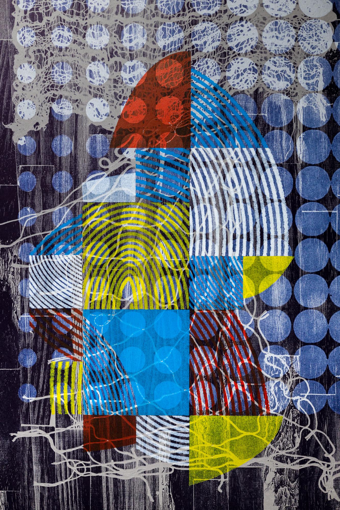 „Philly Street II“, Abstrakte Muster, Geometrische Abstraktion, Holzschnitt-Monogramm  (Zeitgenössisch), Print, von Alexis Nutini