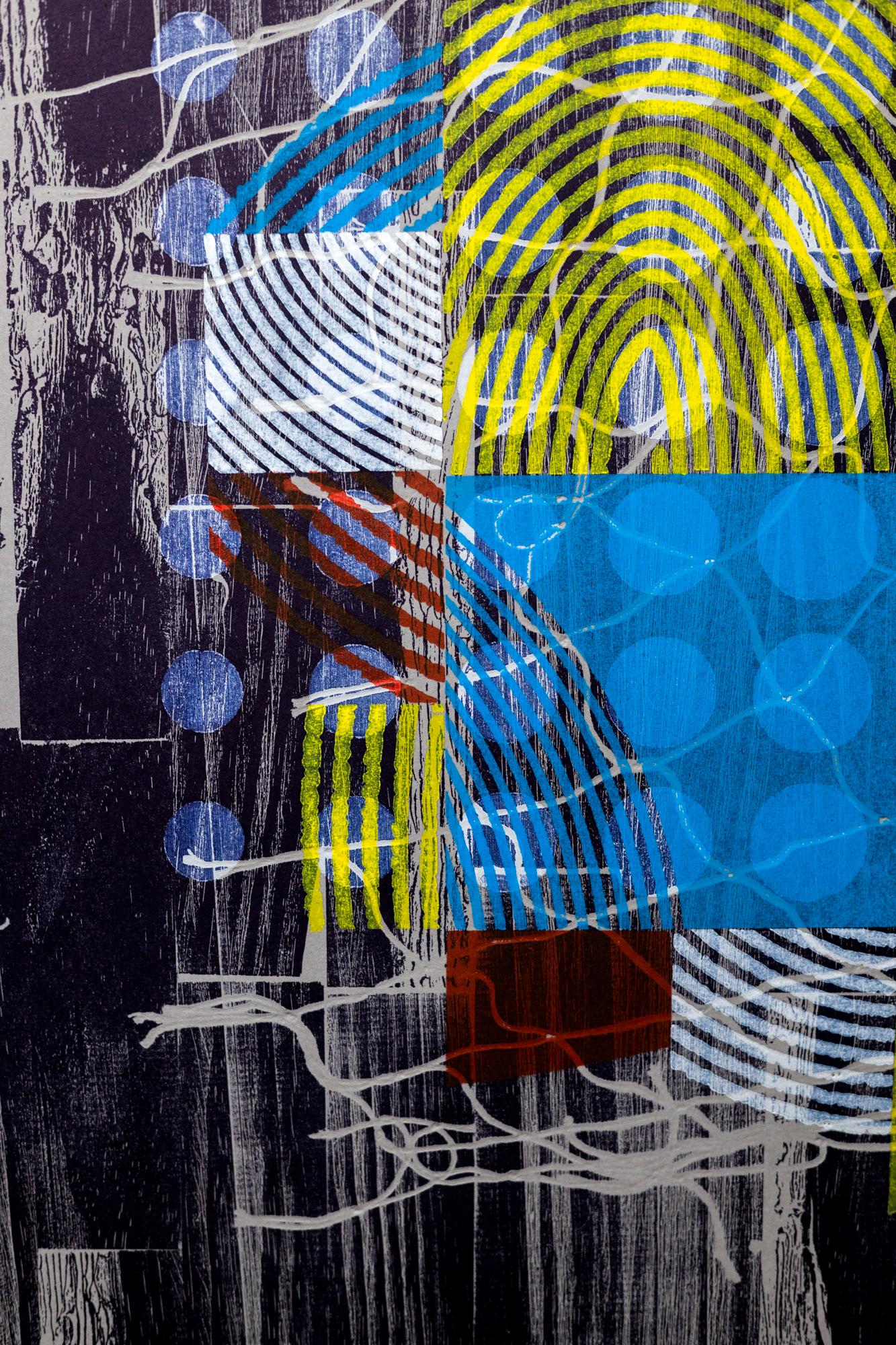 „Philly Street II“, Abstrakte Muster, Geometrische Abstraktion, Holzschnitt-Monogramm  im Angebot 2
