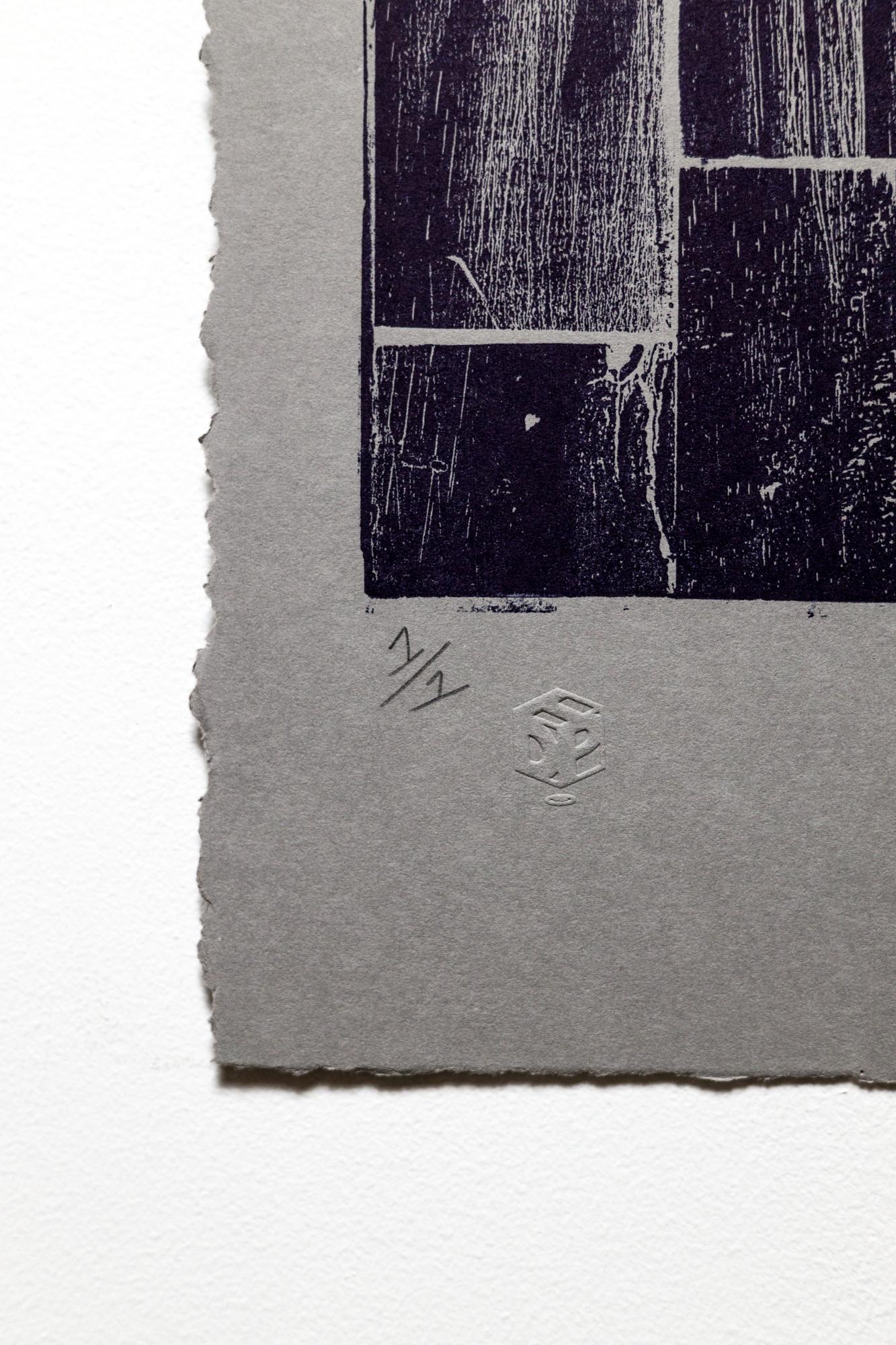 „Philly Street II“, Abstrakte Muster, Geometrische Abstraktion, Holzschnitt-Monogramm  im Angebot 4