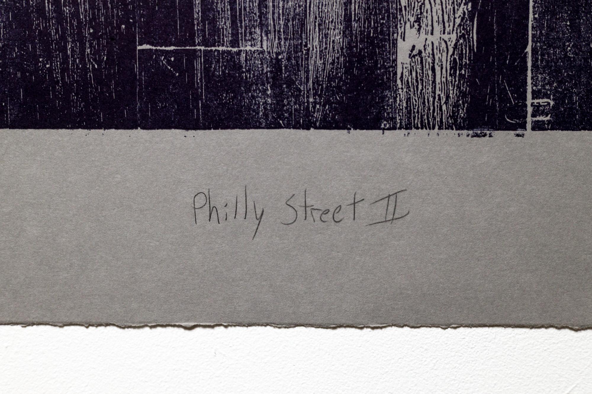 „Philly Street II“, Abstrakte Muster, Geometrische Abstraktion, Holzschnitt-Monogramm  im Angebot 5