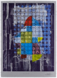 « Philly Street II », motifs abstraits, abstraction géométrique, monogravure sur bois 