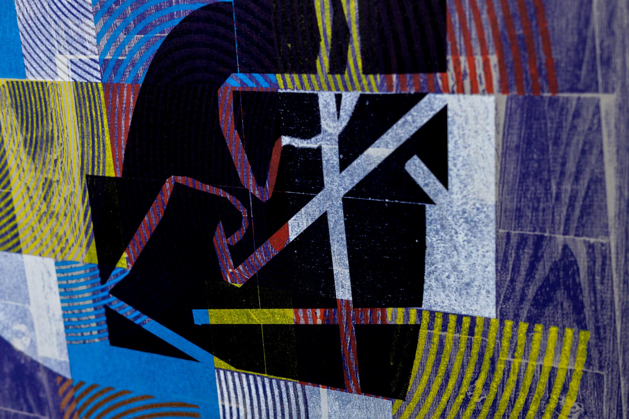 „Philly Street IV“, Abstrakte Muster, Geometrische Abstraktion, Holzschnitt-Monogramm  im Angebot 6