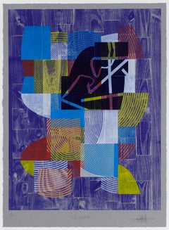 „Philly Street IV“, Abstrakte Muster, Geometrische Abstraktion, Holzschnitt-Monogramm 