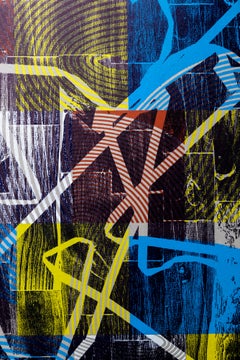 „Philly Street V“, Abstrakte Muster, Geometrische Abstraktion, Holzschnitt Monodruck