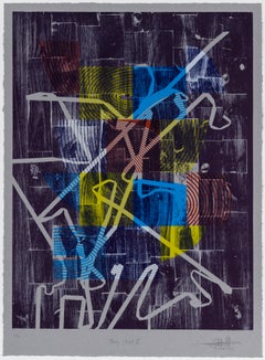 „Philly Street V“, Abstrakte Muster, Geometrische Abstraktion, Holzschnitt Monodruck 