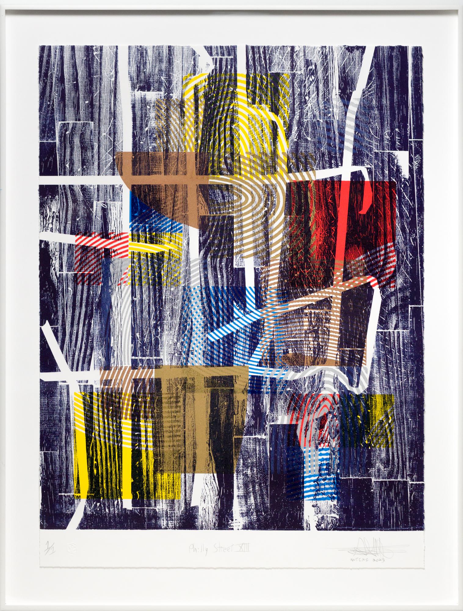 "Philly Street XIII (framed)", Abstract Patterns, Monoprint, Woodcut - Print by Alexis Nutini