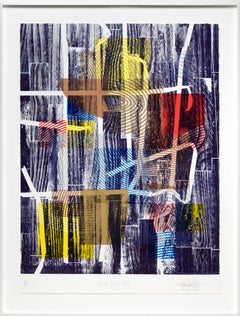 „Philly Street XIII (gerahmt)“, Abstrakte Muster, Monodruck, Holzschnitt